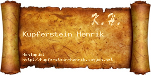 Kupferstein Henrik névjegykártya